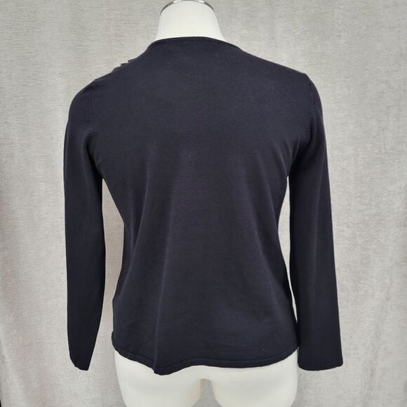 Cyrus Black Knit Sweater Cardigan Topper with Mesh Trim Women's Plus Size 2X NEW - Picture 6 of 12